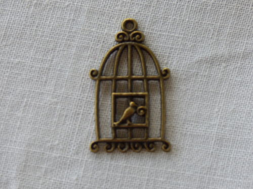 Charms cage oiseau  bronze ref 2