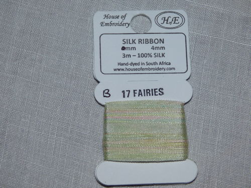 Ruban de soie 4mm House of Embroidery col 17 B FAIRIES
