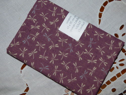 Coupon de tissus patch japonais Libellule violet (tombo)