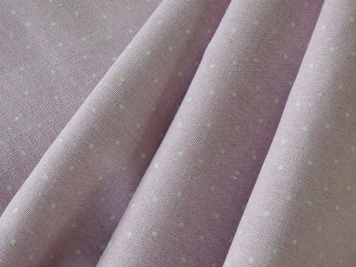 Coupon tissus stof lin-coton rose à pois