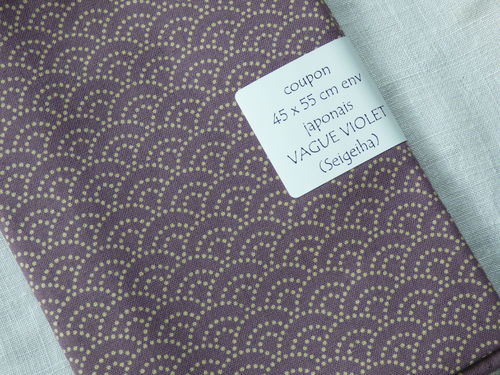 Coupon de tissus patch japonais vague violet (seigeiha)
