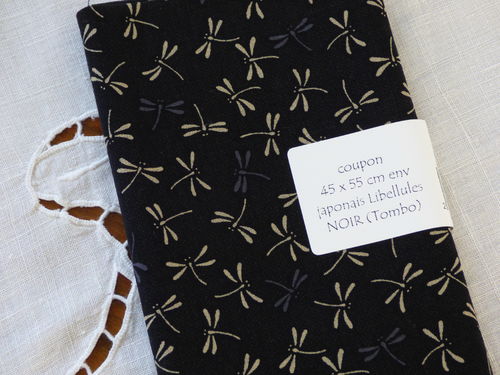 Coupon de tissus patch japonais Libellule noir (tombo)
