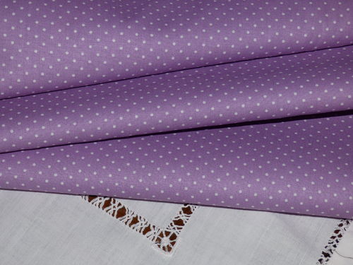 Coupon tissus coton lilas à pois blanc 50* 74cm